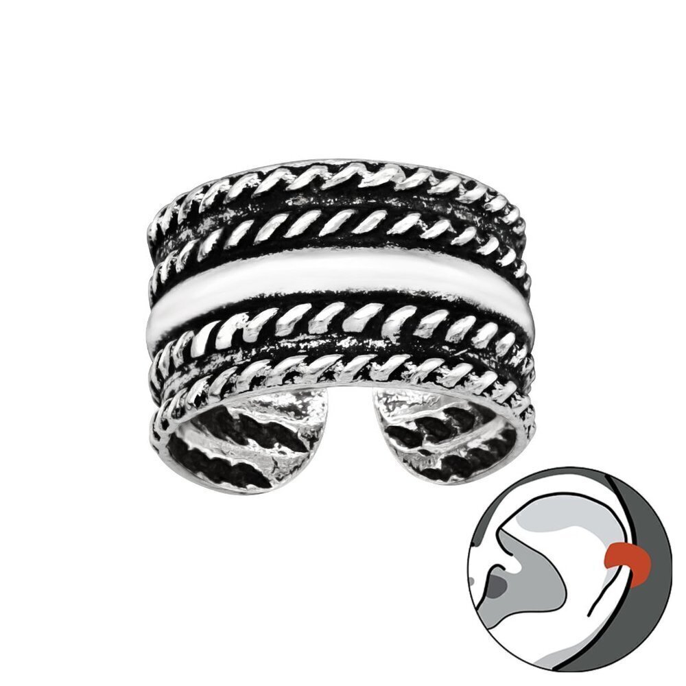 Sterling Silver Simi Wide Textured Ear Cuff